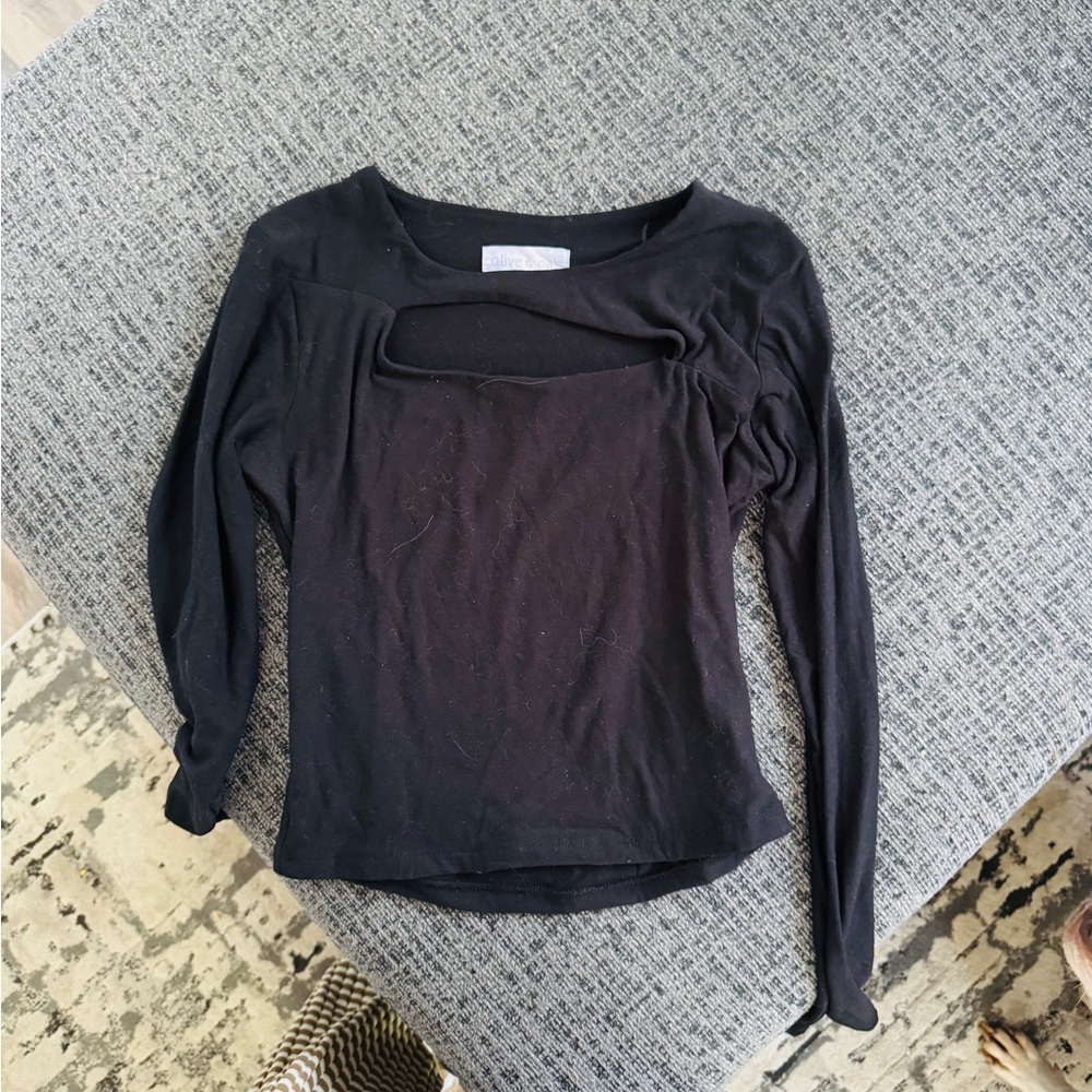 Elegant Black Long Sleeve Women's Top